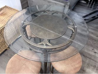 Glass table and stools