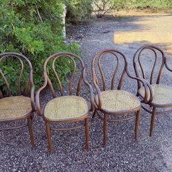 Gorgeous Bentwood Chairs With Caned Sears, Set Of Four