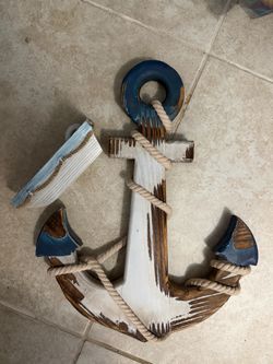 Decorative Wooden Anchor with Rope and Boat Soap Dish