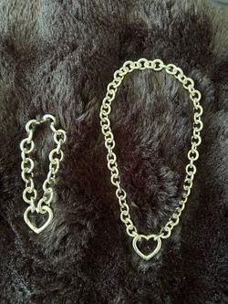 Tiffany & Co. Heart Closure Round Link Necklace / Bracelet and Tiffany & Co. Vintage Heart Carabiner Chain