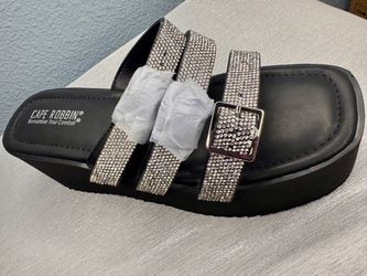 Cape Robbin Rhinestone Platform Slide Sandals size 10