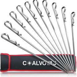 17 Inch Flat Metal Skewers for Grilling and BBQ – Pack of 10 Stainless Steel 430 Grade Kabob Skewers with Storage Bag