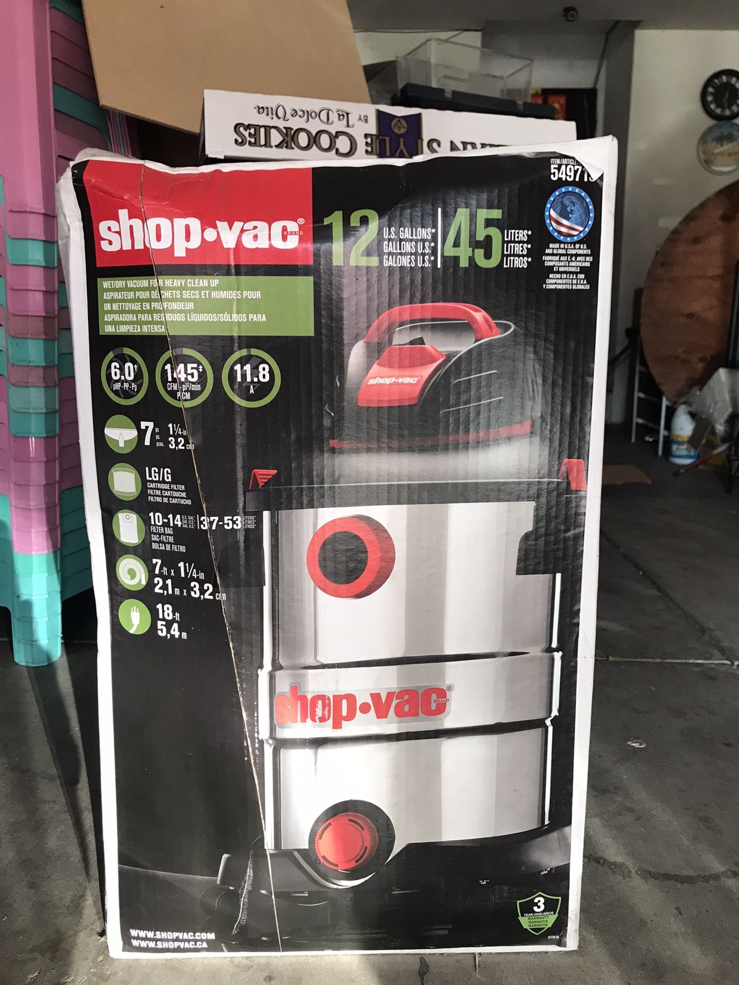 New Shop Vac 12 Gallon 6 HP Wet/Dry Shop Vacuum