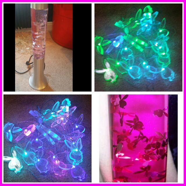 Playboy Bunny Pink Glitter Lava Lamp & String Lighting