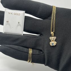 14 Karat Gold necklace, and earring set