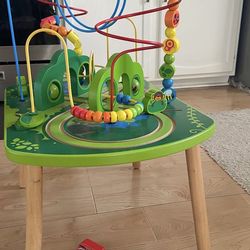 Wooden Activity Table With Train Tracks And Wooden  Magnetic Toy trains