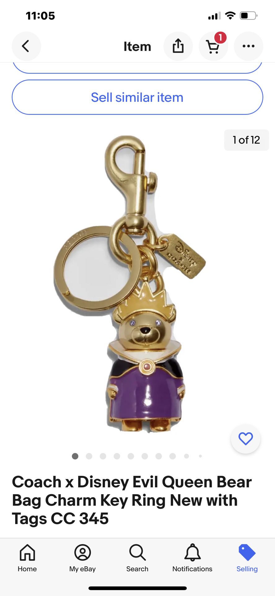 Coach x Disney keychain villains Ursula OR Evil Queen keychain * Pick One! 