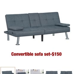 Convertible sofa. Assembly required. Assembly not included. Tax included. Free local delivery.-$150.