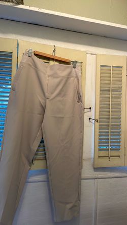 Light Beige High-Waist Tapered Pants