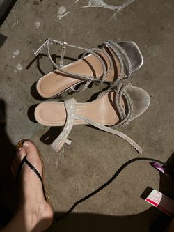 Bamboo Silver Rhinestone Strappy Heeled Sandals