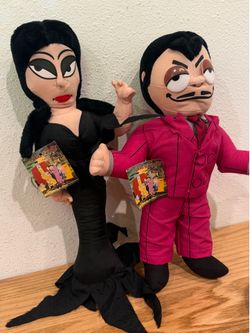 Vintage ADDAMS FAMILY MORTICIA & GOMEZ PLUSH