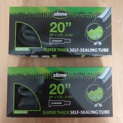 TWO Slime Super Thick Self-Sealing Bicycle Tubes Schrader 20" x 1.75-2.125" Bike Inner Tubes - 30079