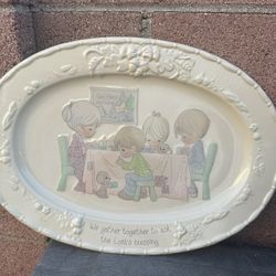 Precious Moments: We Gather Together To Ask The Lords Blessings Oval 18" Plate $60.00