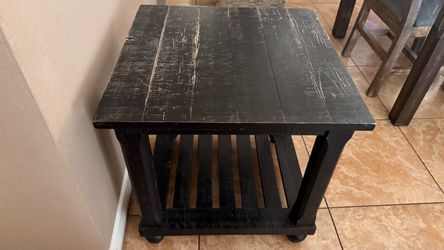 Rustic black finish side table