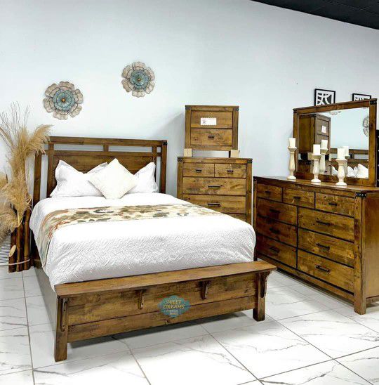 Brown Bedroom Set Queen or King Bed Dresser Nightstand Mirror Chest Options Curtis 