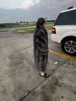 Sax Fifth Avenue Vintage gray faux fur coat REAL