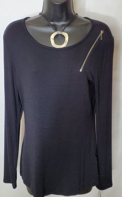 NWT INC International Concepts Black Small Ladies Tunic with Silver Zipper