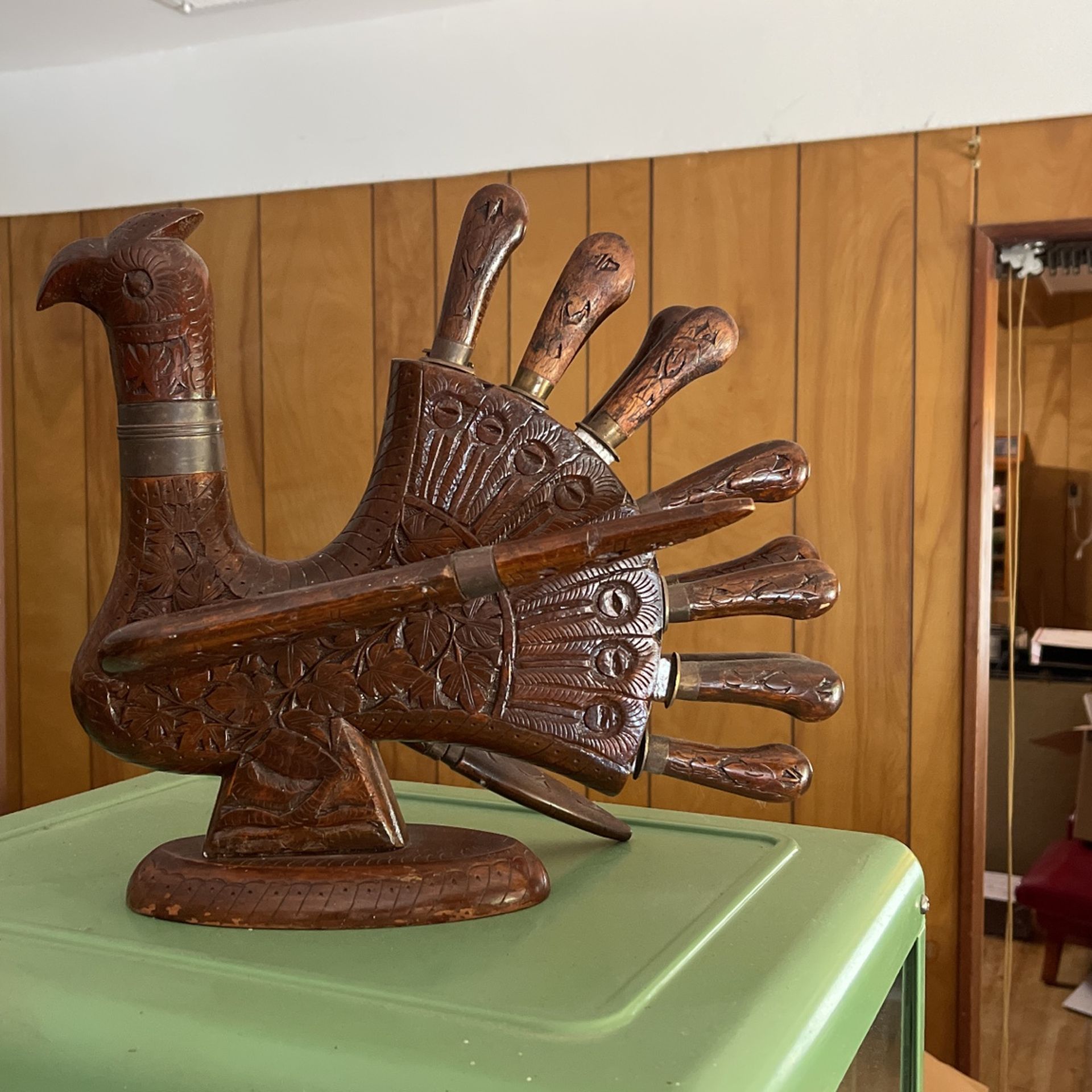 Vintage Wooden Turkey Knife Set