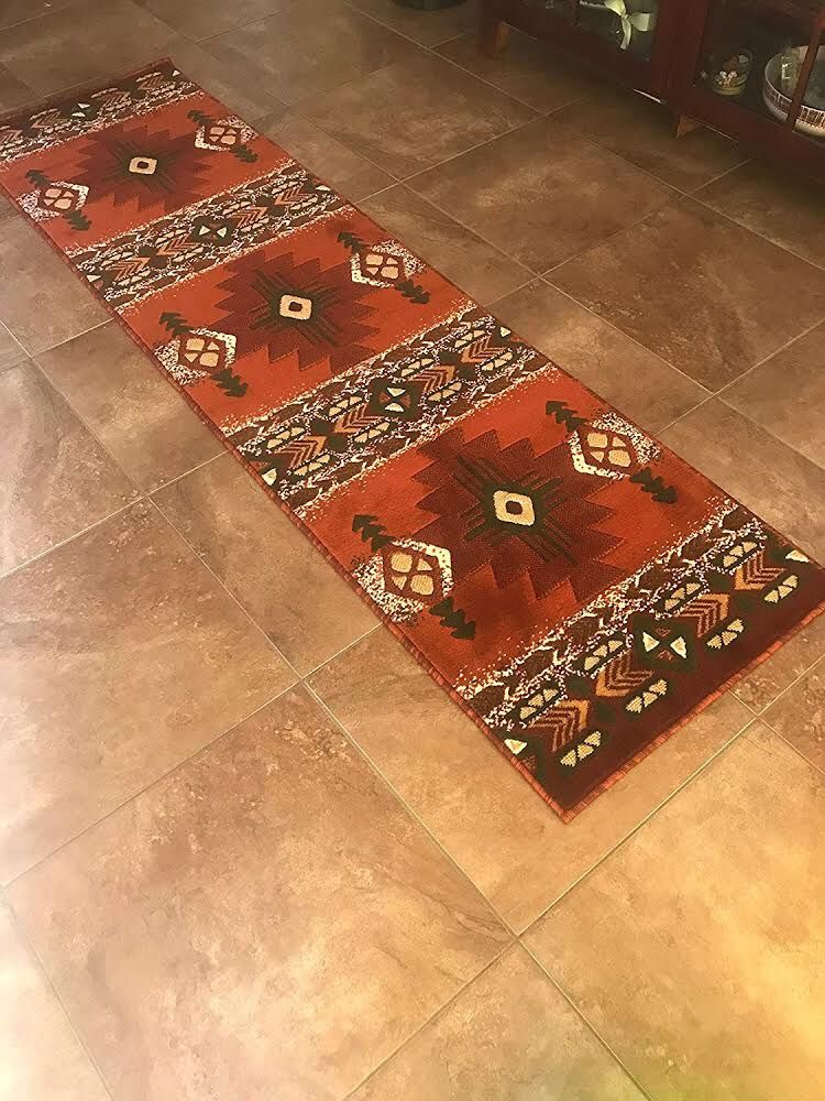 Orange Color Area Rug Brand New Native Southwestern Style Design 