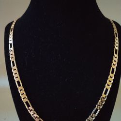Gold Deep Plated Figaro Necklace Chain Jewelry 