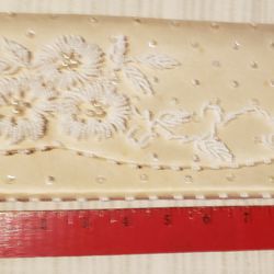 Vintage Another Hit by E.S.S. Hong Kong Beaded Purse Snap Clutch Beige
