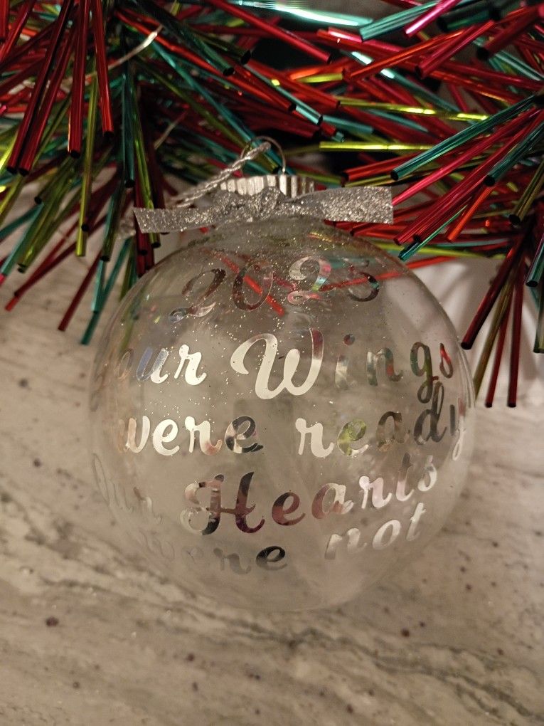 Glass Memorial Ornament With Feather Inside