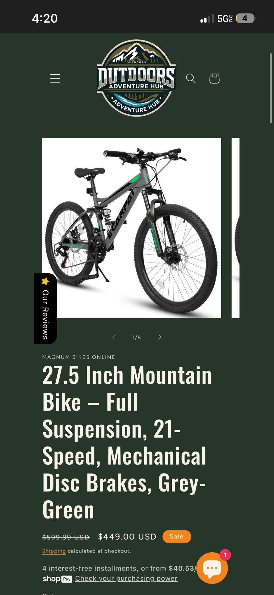 Mountain Bike Ecarpat 27.5 Green/grey
