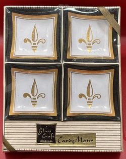 Set of 4 Vintage “A Glass Craft” Card Mates Dishes