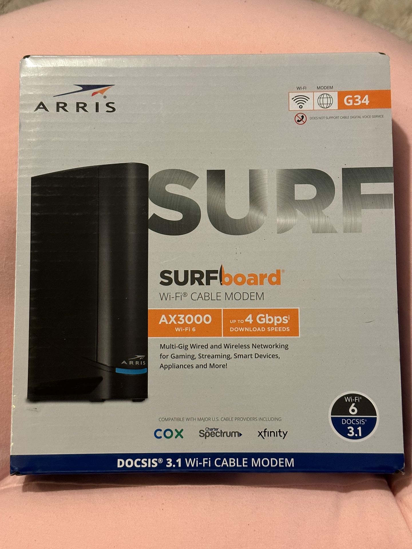 Arris G34 SURFboard DOCSIS 3.1 Gigabit Modem & Wi-Fi 6 Router