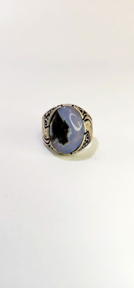 Natural Arabian Gemstone Ring With Silver Frame 925 Size 9 USA