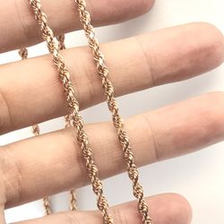 Rose Gold Chain Rope 14K Solid New 
