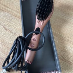 Hair Straightener Brush, Pink Ceramic And ionic