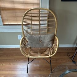 Lily Rattan Armchair w/ Metal Base
