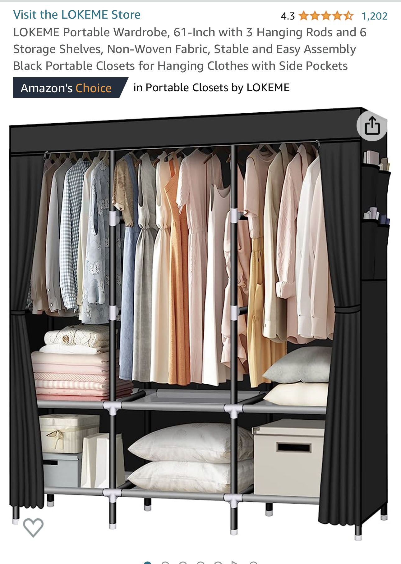 Portable Closet For Hanging Clothes 