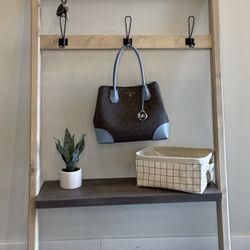 Leaning Hall Tree With Storage Shelf