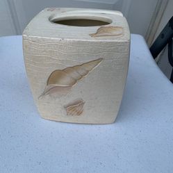 Croscill Beach Haven Tissue Cover Hand Painted Shells Pearlescent