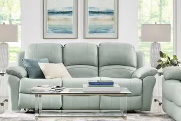 Soft Green Leather Sofa
