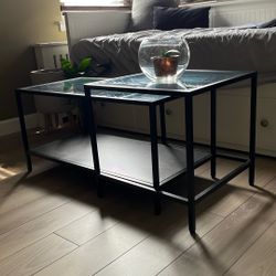  IKEA VITTSJÖ Nesting Coffee Tables (Set of 2) – Glass & Metal  