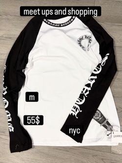 black and white chrome heart long sleeve shirt size medium