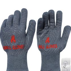 Oven Gloves 1472℉ Extreme Heat Resistant, Grilling Gloves Silicone Non-Slip Oven Mitts, Kitchen Gloves for BBQ, Grilling, Cooking, Baking (One Size Fi