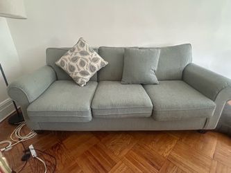 Light Blue-Gray Fabric 3-Seat Sofa