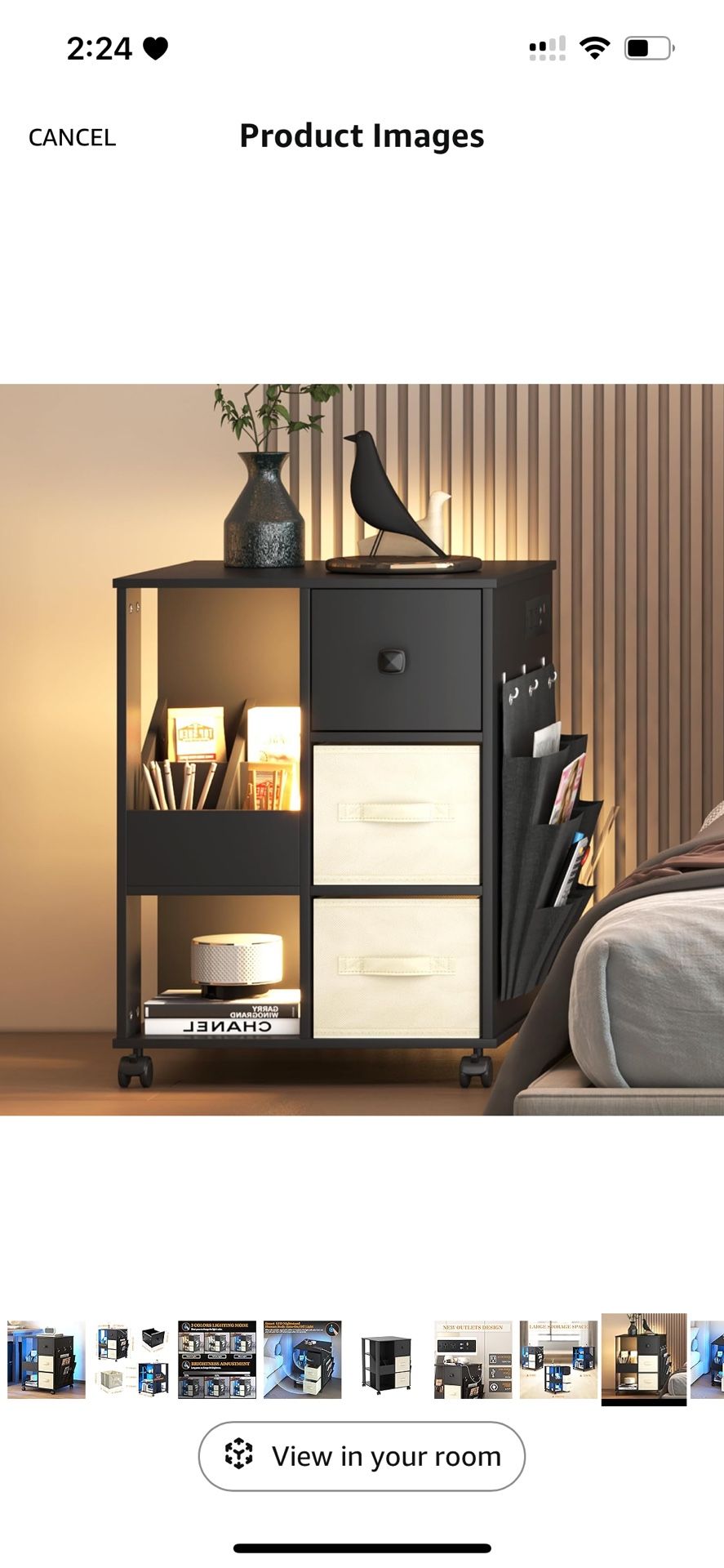 Nightstand with Charging Station, LED End Table with Drawers, Smart Nightstand with USB Ports, Modern Night Stand with Storage Shelves for Bedro