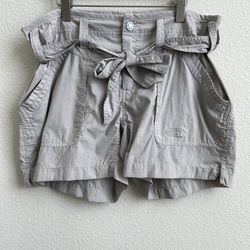 THE NORTH FACE Womens Khaki Light Grey High Rise Belt Tie Outdoor Cargo Shorts