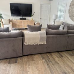 Gray, Large Sectional Sofa 