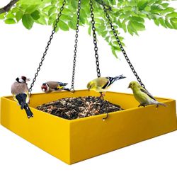 Platform Bird Feeders for Outdoors, Hanging Bird Feeders for Outdoors, Large Capacity & Durable (Yellow)