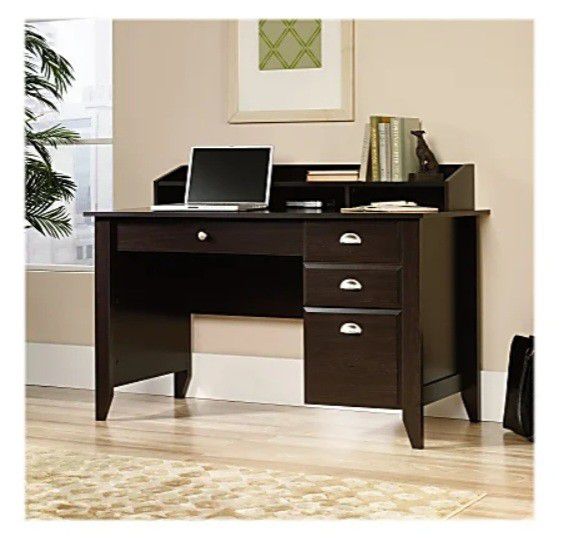 Sauder® Shoal Creek 54"W Computer Desk With Organizer Hutch, Jamocha Wood

