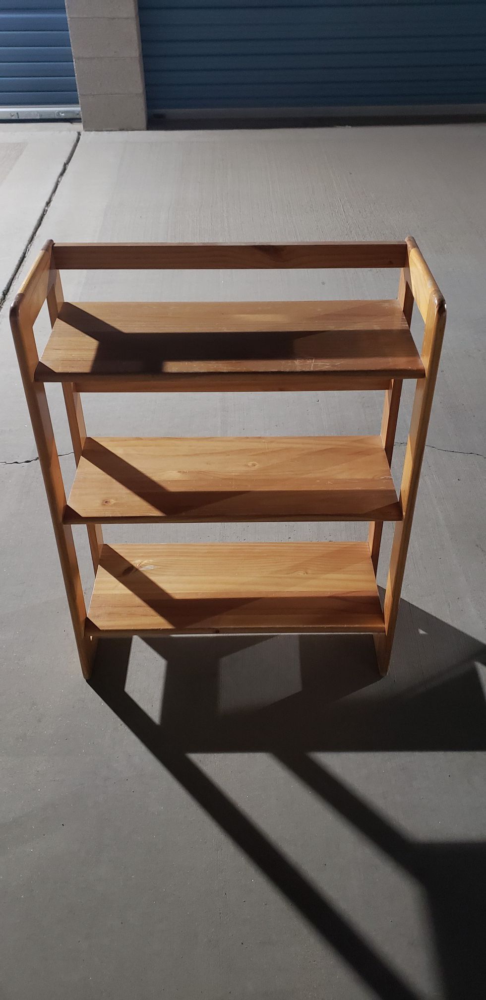 3 tier ,3 shelves , all wood rack