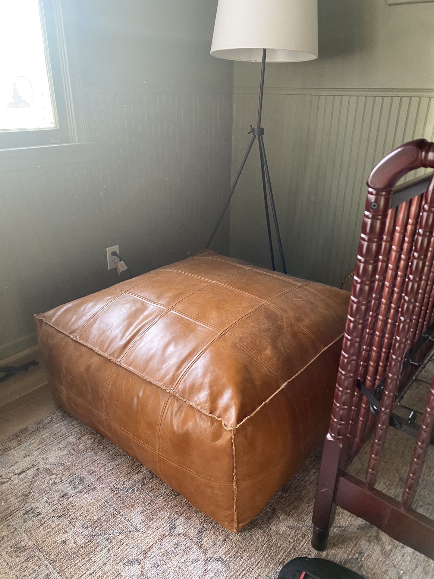 Cb2 leather ottoman pouf deals