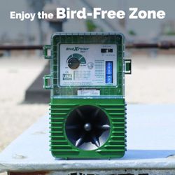 Bird-X BirdXPeller Pro Electronic Bird Preventer Version 2, Sonic Bird Decoy Device, Perfect for Crows, Blackbirds, Grackles, Cormorants, and Ravens,