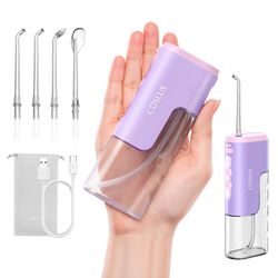 New COSLUS T40 Mini Portable Cordless Water Flosser w/ 4 Jet Tips - Oral Irrigator